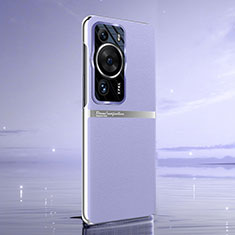 Huawei P60用ケース 高級感 手触り良いレザー柄 QK2 ファーウェイ パープル