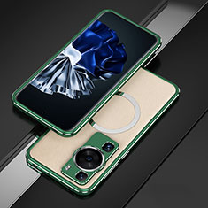 Huawei P60用ケース 高級感 手触り良い アルミメタル 製の金属製 バンパー カバー Mag-Safe 磁気 Magnetic ファーウェイ グリーン