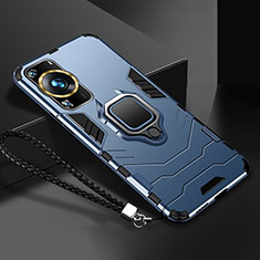 Huawei P60用ハイブリットバンパーケース プラスチック アンド指輪 マグネット式 R01 ファーウェイ ネイビー