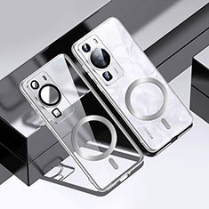 Huawei P60用極薄ソフトケース シリコンケース 耐衝撃 全面保護 クリア透明 カバー Mag-Safe 磁気 Magnetic S01 ファーウェイ シルバー