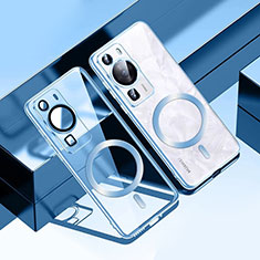 Huawei P60用極薄ソフトケース シリコンケース 耐衝撃 全面保護 クリア透明 カバー Mag-Safe 磁気 Magnetic S01 ファーウェイ ブルー