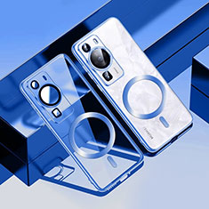 Huawei P60用極薄ソフトケース シリコンケース 耐衝撃 全面保護 クリア透明 カバー Mag-Safe 磁気 Magnetic S01 ファーウェイ ネイビー