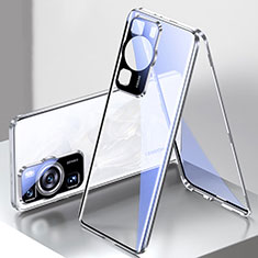 Huawei P60用ケース 高級感 手触り良い アルミメタル 製の金属製 360度 フルカバーバンパー 鏡面 カバー ファーウェイ シルバー