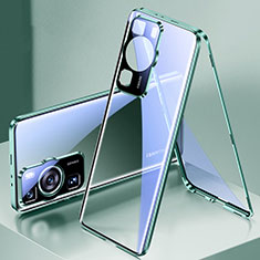 Huawei P60用ケース 高級感 手触り良い アルミメタル 製の金属製 360度 フルカバーバンパー 鏡面 カバー ファーウェイ グリーン