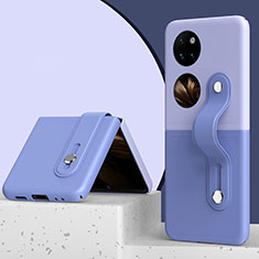 Huawei P60 Pocket用ハードケース プラスチック 質感もマット 前面と背面 360度 フルカバー QH4 ファーウェイ パープル