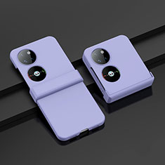 Huawei P60 Pocket用ハードケース プラスチック 質感もマット 前面と背面 360度 フルカバー BH1 ファーウェイ パープル
