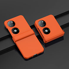 Huawei P60 Pocket用ハードケース プラスチック 質感もマット 前面と背面 360度 フルカバー BH1 ファーウェイ オレンジ