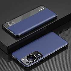 Huawei P60 Pro用手帳型 レザーケース スタンド カバー GS1 ファーウェイ ネイビー