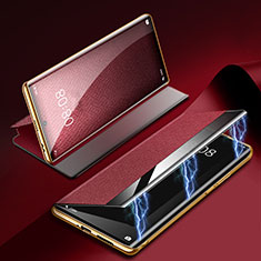 Huawei P60 Pro用手帳型 レザーケース スタンド カバー Z01 ファーウェイ レッド