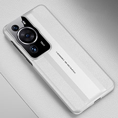 Huawei P60 Pro用ケース 高級感 手触り良いレザー柄 QK3 ファーウェイ ホワイト