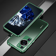 Huawei P60 Pro用ケース 高級感 手触り良い アルミメタル 製の金属製 バンパー カバー ファーウェイ グリーン