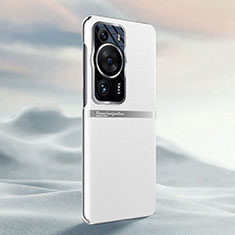 Huawei P60 Pro用ケース 高級感 手触り良いレザー柄 QK2 ファーウェイ ホワイト