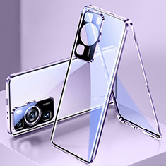 Huawei P60 Pro用ケース 高級感 手触り良い アルミメタル 製の金属製 360度 フルカバーバンパー 鏡面 カバー ファーウェイ パープル