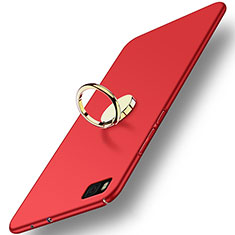 Huawei P8用ハードケース プラスチック 質感もマット アンド指輪 ファーウェイ レッド