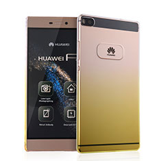 Huawei P8用ハードケース グラデーション 勾配色 クリア透明 ファーウェイ イエロー