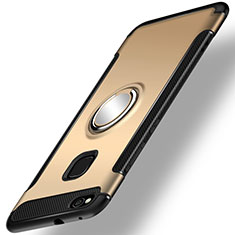 Huawei P8 Lite (2017)用ハイブリットバンパーケース プラスチック アンド指輪 兼シリコーン カバー ファーウェイ ゴールド