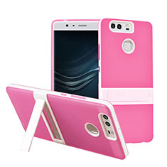 Huawei P9用ハイブリットバンパーケース スタンド プラスチック ファーウェイ ピンク