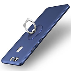 Huawei P9用ハードケース プラスチック 質感もマット アンド指輪 ファーウェイ ネイビー