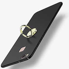 Huawei P9 Lite用ハードケース プラスチック 質感もマット アンド指輪 ファーウェイ ブラック