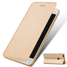 Huawei P9 Lite Mini用手帳型 レザーケース スタンド ファーウェイ ゴールド