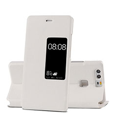 Huawei P9 Plus用手帳型 レザーケース スタンド ファーウェイ ホワイト