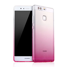 Huawei P9 Plus用極薄ソフトケース グラデーション 勾配色 クリア透明 ファーウェイ ピンク