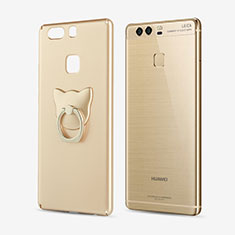 Huawei P9 Plus用ハードケース プラスチック アンド指輪 質感もマット ファーウェイ ゴールド