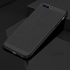 Huawei Y6 Prime (2018)用ハードケース プラスチック メッシュ デザイン カバー ファーウェイ ブラック