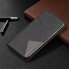 Huawei Y6p用手帳型 レザーケース スタンド カバー L10 ファーウェイ ブラック