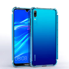 Huawei Y7 Prime (2019)用極薄ソフトケース シリコンケース 耐衝撃 全面保護 クリア透明 H02 ファーウェイ ブルー