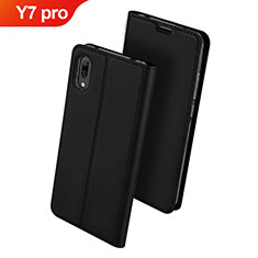 Huawei Y7 Pro (2019)用手帳型 レザーケース スタンド カバー ファーウェイ ブラック