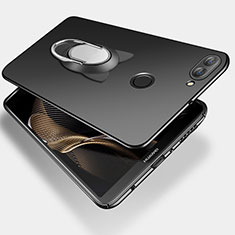Huawei Y9 (2018)用ハードケース プラスチック 質感もマット アンド指輪 ファーウェイ ブラック
