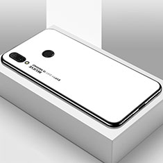 Huawei Y9 (2019)用ハイブリットバンパーケース プラスチック 鏡面 虹 グラデーション 勾配色 カバー ファーウェイ ホワイト