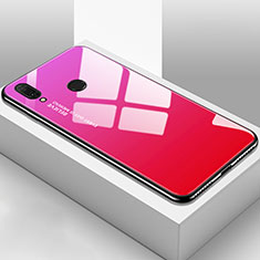 Huawei Y9 (2019)用ハイブリットバンパーケース プラスチック 鏡面 虹 グラデーション 勾配色 カバー ファーウェイ ローズレッド