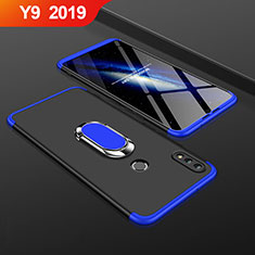 Huawei Y9 (2019)用ハードケース プラスチック 質感もマット 前面と背面 360度 フルカバー アンド指輪 ファーウェイ ネイビー・ブラック