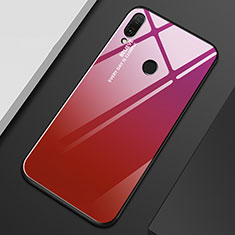 Huawei Y9 (2019)用ハイブリットバンパーケース プラスチック 鏡面 虹 グラデーション 勾配色 カバー M01 ファーウェイ レッド