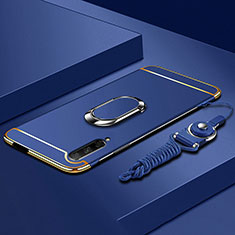 Huawei Y9s用ケース 高級感 手触り良い メタル兼プラスチック バンパー アンド指輪 A01 ファーウェイ ネイビー