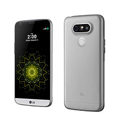 LG G5用極薄ソフトケース シリコンケース 耐衝撃 全面保護 クリア透明 LG グレー