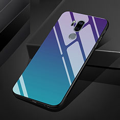 LG G7用ハイブリットバンパーケース プラスチック 鏡面 虹 グラデーション 勾配色 カバー LG マルチカラー