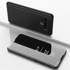 LG K61用手帳型 レザーケース スタンド 鏡面 カバー LG ブラック