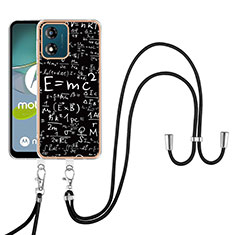 Motorola Moto E13用シリコンケース ソフトタッチラバー バタフライ パターン カバー 携帯ストラップ YB8 モトローラ マルチカラー