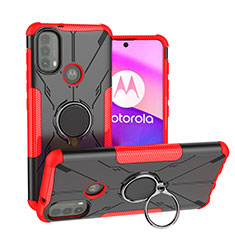 Motorola Moto E20用ハイブリットバンパーケース プラスチック アンド指輪 マグネット式 S02 モトローラ レッド