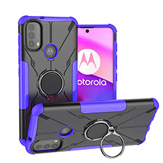 Motorola Moto E20用ハイブリットバンパーケース プラスチック アンド指輪 マグネット式 S02 モトローラ パープル