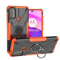 Motorola Moto E20用ハイブリットバンパーケース プラスチック アンド指輪 マグネット式 S02 モトローラ オレンジ