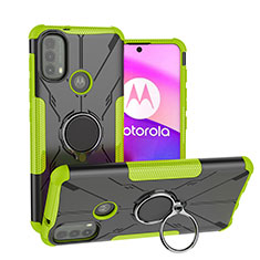 Motorola Moto E20用ハイブリットバンパーケース プラスチック アンド指輪 マグネット式 S02 モトローラ グリーン
