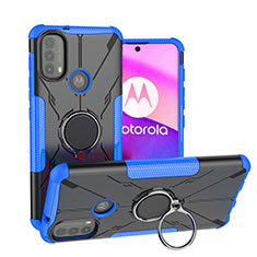 Motorola Moto E20用ハイブリットバンパーケース プラスチック アンド指輪 マグネット式 S02 モトローラ ネイビー