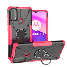 Motorola Moto E30用ハイブリットバンパーケース プラスチック アンド指輪 マグネット式 S02 モトローラ ローズレッド