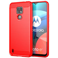 Motorola Moto E7 (2020)用シリコンケース ソフトタッチラバー ライン カバー モトローラ レッド