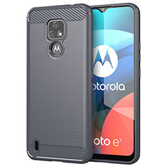 Motorola Moto E7 (2020)用シリコンケース ソフトタッチラバー ライン カバー モトローラ グレー