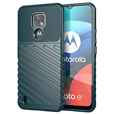 Motorola Moto E7 (2020)用シリコンケース ソフトタッチラバー ツイル カバー モトローラ モスグリー